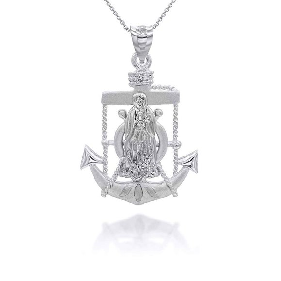 925 Sterling Silver Saint Mary Mariner Pendant Necklace